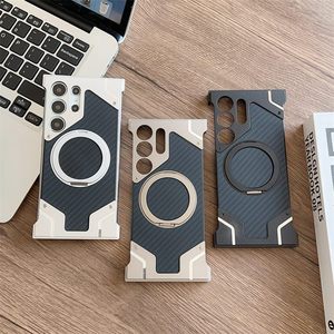 Từ Nhôm Kim Loại Không Khung Sợi Carbon Trở Lại Trường Hợp Đối Với Samsung Galaxy S25 S24 S23 S22 Siêu Được Xây Dựng Trong 360 Xoay Chủ - Product Image 1