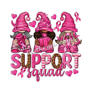 Escuadrón de apoyo de impresión con gnomos Transferencia de vinilo Iron on Cancer Awareness Transfer Breast Cancer Gnomes DTF Transferencias - Product Image 1