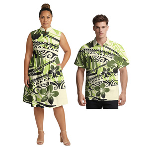 Vêtements pour amoureux à prix bas, chemise polynésienne pour <span class=keywords><strong>homme</strong></span>, robe tribale pour femme grande taille, imprimé floral des îles hawaïennes, ensemble pour couple - Product Image 4