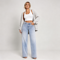 Jeans extensibles déchirés pour femmes, pantalon en denim ample à jambes larges, tenues du bureau au dîner et en soirée