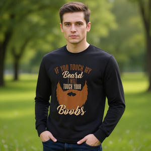 Camiseta de Manga Larga Unisex con Cuello Redondo, Impresión Digital, Diseño de Barba Divertida para Adultos, Promocional - Product Image 3