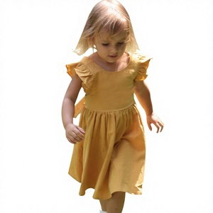 Abito estivo casual da bambina, modello principessa in cotone con volant, classe A, alta qualità, per bambini. - Product Image 1