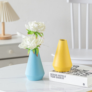 Matte <strong>Cone</strong>-shaped Abstract Desktop Ceramic Vase Decoration European Retro <strong>Small</strong> Caliber Matte White <strong>Orange</strong> Red Yellow - Product Image 2