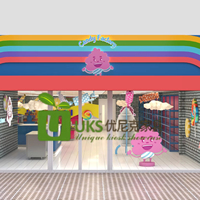 Mobilier sur mesure pour confiserie, présentoirs complets pour l'intérieur de la confiserie, comptoirs d'accueil à LED, kiosque de vente au détail pour confiserie