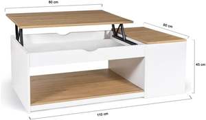 Table basse rectangulaire pliante en bois blanc et hêtre avec coffre - Product Image 2