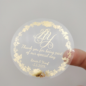 Etichette <span class=keywords><strong>Adesive</strong></span> Rotonde Personalizzate OEM in PVC Vinilico Impermeabile con Stampa Trasparente e Lamina Dorata - Product Image 1