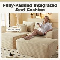 Canapé-lit modulaire compressé avec fauteuil inclinable et repose-pieds ottoman