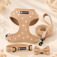 Arnés para Perro con Bordado OEM, Correa Ajustable de Pana Suave con Forma de Corazón, Arnés Transpirable para Cachorros, Conjunto de Arnés de Lujo Personalizado para Perros