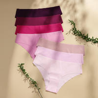 Culottes string confortables pour femmes en Spandex et Soie Glacée, sans couture, invisibles, tricotées, taille haute, multicolores unies
