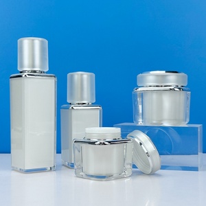 Customized Sell Well 15ml 30ml 50ml Luxury Square White Cosmetic Acrylic Lotion <b>Pump</b> <b>Bottle</b> - Product Image 3