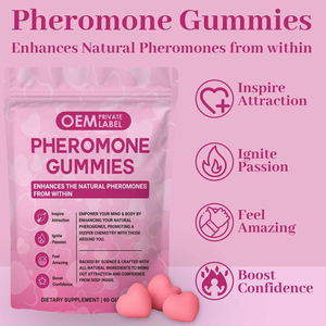 Gomas de Feromônio OEM Suplemento Natural para Equilíbrio Hormonal com Casca de Ulmeiro e Raiz de Maca para Mulheres e Homens - Product Image 2