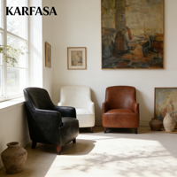 Fauteuil d'appoint en cuir vintage moderne, style industriel, pour appartement, entrepôt, chambre, atelier, salon, hôtel, bureau