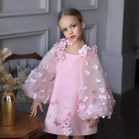 Robe de bal pour fille, robe de fête d'anniversaire, robe de haute couture pour enfants, design spécial, applique florale rose, manches longues