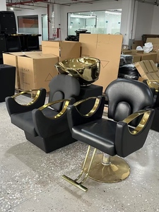Juego de Muebles de Salón de Belleza Zxm Negro y Dorado, Lavabo de Peluquería, Equipo de Peluquería, Silla de Estilismo, Lavacabezas - Product Image 6