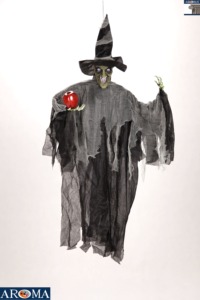 AROMA Décoration d'Halloween Sorcière Suspendue de 1,2 m avec Yeux Clignotants, Rire et Sons Effrayants pour Décoration d'Extérieur Terrasse Balcon - Product Image 4