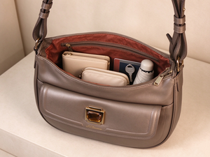 Elegant Curved Shoulder <b>Bag</b> With Adjustable Strap Gold Metal Lock <b>For</b> Daily <b>Office</b> And Travel Use - Product Image 3