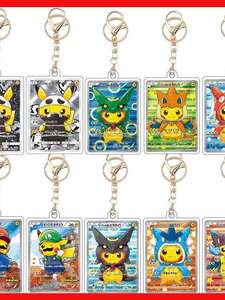 PTCG Baokemeng Japon COS Çapraz Elbise Pikachu P10 Akrilik Kart Anahtarlık Çanta Kolye Koleksiyoncular için Koleksiyon Hediye Su Geçirmez - Product Image 1