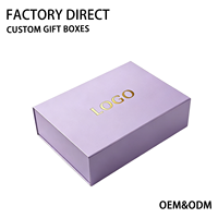 Caja de Embalaje Magnética de Papel Rosa y Morado de Lujo con Logotipo Personalizado, Caja de Regalo Rígida de Cartón para Productos de Cuidado de la Piel con Lámina Dorada