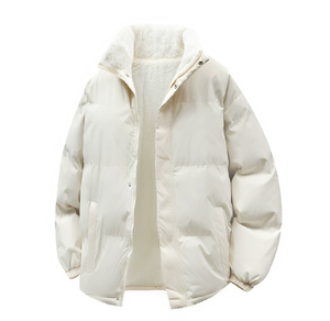 Manteau en laine de mouton et coton unisexe, automne-hiver, couleur unie, col montant, veste en coton doublée de polaire, épaisse et chaude, veste matelassée - Product Image 2