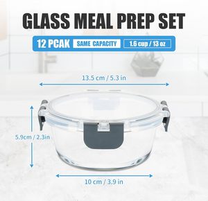 Nouvelle conception moderne, récipients alimentaires en verre pressé côtelé, compatibles micro-ondes, boîtes à lunch, couvercles anti-fuite, adaptés au congélateur - Product Image 2