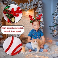 Serre-tête de Noël transfrontalier, décorations de fête, accessoires de tête, rouge, à sequins, en plastique, motif bois de cerf