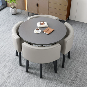 Set Tavolo da Pranzo in Pietra Sinterizzata con Moderno Tavolo Allungabile in <span class=keywords><strong>Marmo</strong></span> di Lusso per 6 Persone, Adatto anche per 4 Persone - Product Image 2