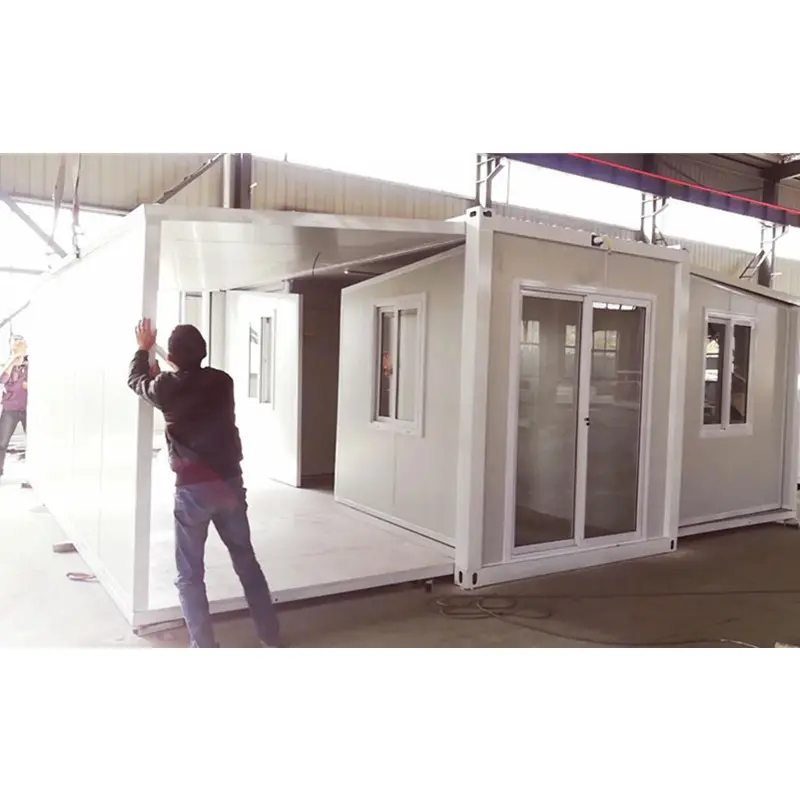 Có thể gập lại Condo prefab mở rộng nhà với sân thượng container văn phòng