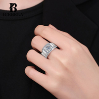 Bague en argent sterling S925 de style classique de luxe avec moissanite 1 carat pour homme