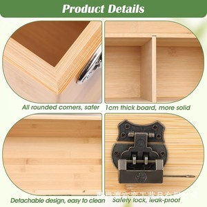 Wooden <b>Seed</b> <b>Storage</b> Box With Lock Bamboo Rectangular Desktop Plant Label Organizer For Garden Use - Product Image 5