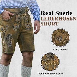 Lederhosen sur mesure pour homme en cuir véritable, shorts au-dessus du genou, tenue bavaroise pour l'Oktoberfest - Product Image 2