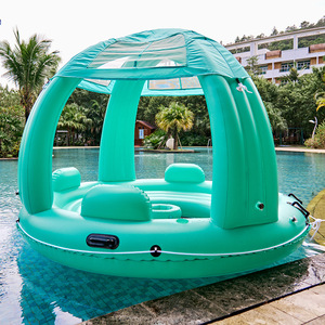 Isla flotante inflable con toldo para piscina, uso en hoteles y resorts al aire libre, capacidad para 5-10 personas, material de PVC - Product Image 1
