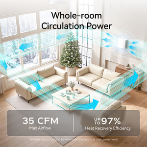 Sistema de Aire Fresco para el Hogar de Montaje en Pared Airwoods con Ahorro de Energía, Flujo de Aire de 64 M3/h, Eco-Pair Plus, ERV para una Sola Habitación, para Uso Doméstico - Product Image 3