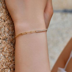 Pulseras de tenis Dylam de lujo ligero y delicado, de plata de ley 925 chapada en oro y rodio, con cadena de clip y circonita cúbica 5A tipo diamante - Product Image 3