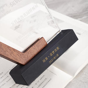 High-End Solid Wood Crystal <b>Trophy</b> Laser <b>Engraved</b> Glass Award For Conference Business Gifts - Product Image 5