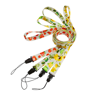 Wholesale Sublimation Fruit Floral <b>Lanyard</b> Soft <b>Polyester</b> Neck Strap with Special Phone Hanging Loop - Product Image 2