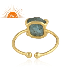 Juego de puntas de piedras preciosas de apatita en bruto, anillo apilable chapado en oro de Plata de Ley 925, proveedor de joyas, Colección Vintage - Product Image 3