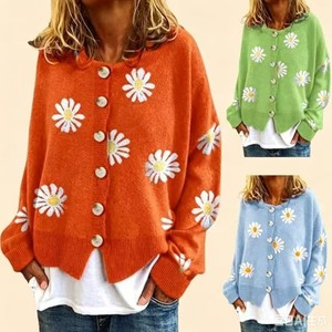 Cárdigan de Punto con Diseño de Margaritas Pequeñas para <span class=keywords><strong>Mujer</strong></span>, Primavera/Verano 2026, de Alta Calidad, Ideal para Uso Diario Casual Urbano - Product Image 1