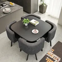 Ensemble de salle à manger de luxe de haute qualité pour les clients, avec tables et chaises en bois et en pierre, mobilier de restaurant pour barbecue sans fumée
