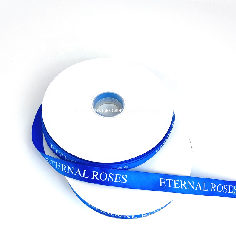 Eco Friendly Exquisite Personalized Ribbons Blue Ribbon with logo White Decorative Gift Ribbon for Packaging
