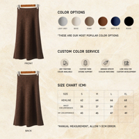 Jupe pull en cachemire pour femme, coupe midi trapèze, taille haute, tricot côtelé, directement de l'usine, idéale pour l'hiver
