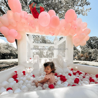 Maison Gonflable Blanche Château Rebondissant avec Piscine à Balles et Toboggan Mini Château Sautoir pour Enfants et Adultes avec Souffleur d'Air
