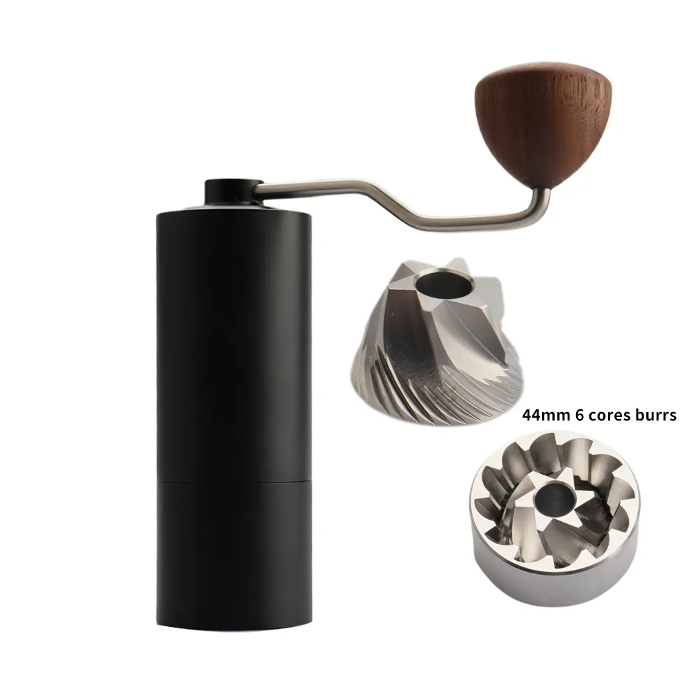 Moedor manual de café do oem, moedor de café profissional de 44mm com 6 núcleos