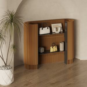 Escritorio de recepción <span class=keywords><strong>rotonda</strong></span> Escritorio de frente blanco Respetuoso con el medio ambiente Papel Kraft Plegable Estante de productos básicos Soporte de exhibición para el hogar y <span class=keywords><strong>la</strong></span> Oficina - Product Image 3