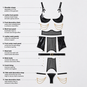 Catena per il Corpo in Pelle CCbodily, Catena per Festival, <span class=keywords><strong>Lingerie</strong></span> Sexy in Latex Teddy - Product Image 4