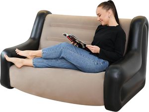 Ergonomic Flocked <b>Inflatable</b> <b>Sofa</b> Portable Lazy Air Lounger for Indoor Outdoor Camping - Product Image 1