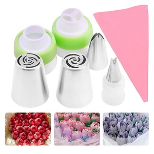 Russian Piping Tip Set 7Pcs Rose Shape Butter Cupcake Decorating Reusable Stainless Steel Piping Tips for Cake Decorating - Product Image 5
