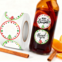 Vente flash, autocollants de Noël écologiques et durables de 5 cm, 200 pièces/rouleau, papier couché, autocollants adhésifs pour emballages cadeaux