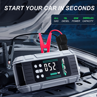 Démarreur de voiture portable 6000A Peak 24800mAh PD65W à charge rapide avec compresseur d'air, souffleur et fonction d'urgence