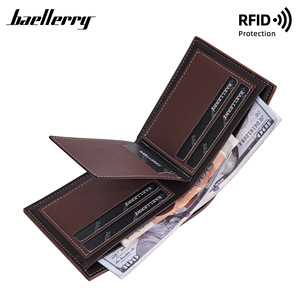 Baellerry Men's Short <b>Wallet</b> RFID Protection Color Block Business Card <b>Holder</b> With Zipper Pocket - Product Image 4
