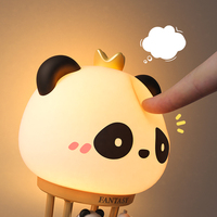 Lampe de table en silicone rechargeable par USB de style moderne, nouvelle lampe de nuit en forme de montgolfière Panda, taille moyenne pour un sommeil confortable et un éclairage agréable